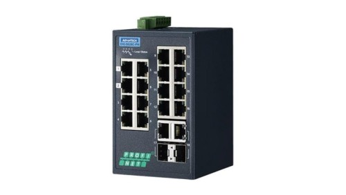 Przemysłowy zarządzalny switch PROFINET - 16 portów Fast Ethernet 10/100Mb/s, 2 porty Gigabit Combo SFP EKI-5626CI-PN-AE