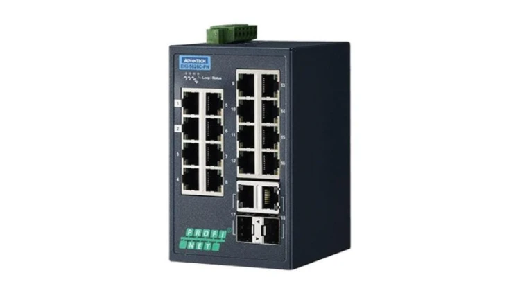 Przemysłowy zarządzalny switch PROFINET - 16 portów Fast Ethernet 10/100Mb/s, 2 porty Gigabit Combo SFP EKI-5626CI-PN-AE