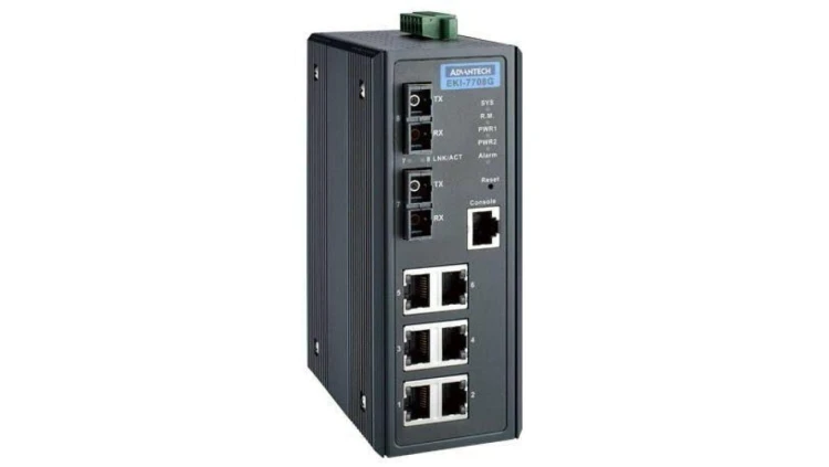 Zarządzalny switch - 6 portów gigabit, 2 porty światłowodowe wielomodowe gigabit EKI-7708G-2MI-AE