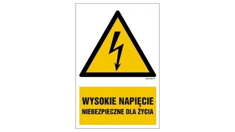 ZNAK - HA004 Wysokie napięcie niebezpieczne dla życia 25 x 37,5 cm PN - Płyta 1mm