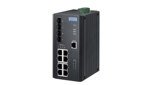 Przemysłowy switch z gigabitowymi portami PoE - 8 portów gigabit PoE/PoE+, 4 porty SFP EKI-2712G-4FPI-AE