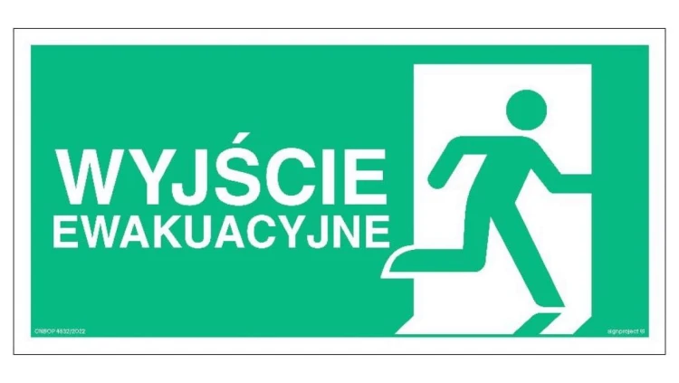 ZNAK - AC129 Wyjście ewakuacyjne w prawo 100 x 50 cm PS - Płyta 1mm foto.
