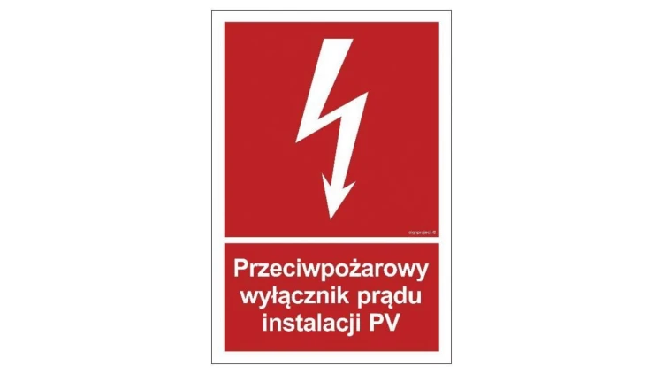 ZNAK - BC145 Przeciwpożarowy wyłącznik prądu instalacji PV 35 x 51,8 cm KS - Folia podłogowa foto.