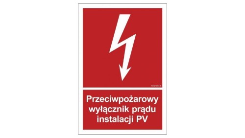 ZNAK - BC145 Przeciwpożarowy wyłącznik prądu instalacji PV 40 x 59,4 cm KN - Folia podłogowa