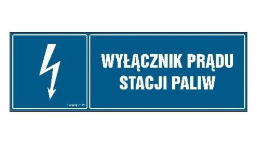 ZNAK - HH020 Wyłącznik prądu stacji paliw 15 x 5 cm FN - Folia samoprzylepna