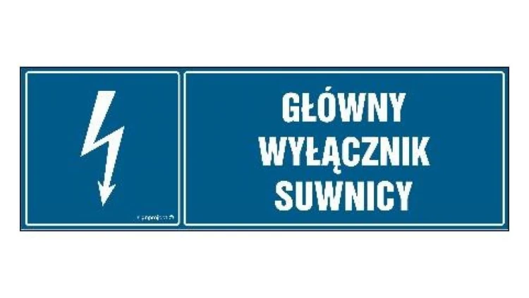 ZNAK - HH034 Główny wyłącznik suwnicy 15 x 5 cm FN - Folia samoprzylepna