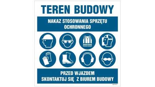 ZNAK - OI033 Teren budowy, Uwaga! głębokie wykopy, Przejście zabronione, Przejście drugą stroną ulicy 70 x 70 cm PN - Płyta 1mm