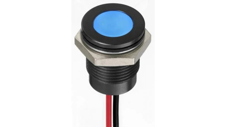 Lampka kontrolna do montażu panelowego 1.8 → 3.3V dc, niebieska 14mm LED Wyprowadzenia RS PRO