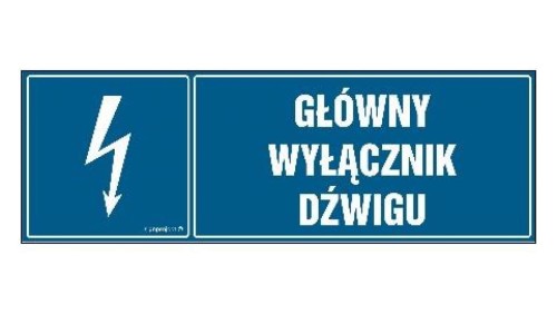 ZNAK - HH023 Główny wyłącznik dźwigu 15 x 5 cm FN - Folia samoprzylepna
