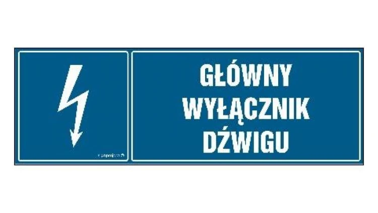 ZNAK - HH023 Główny wyłącznik dźwigu 15 x 5 cm FN - Folia samoprzylepna