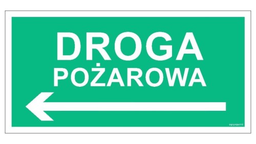 ZNAK - AC077 Droga pożarowa w lewo 30 x 15 cm PS - Płyta 1mm foto.