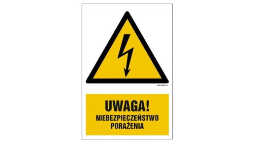ZNAK - HA019 Uwaga niebezpieczeństwo porażenia 70 x 105 cm FN - Folia samoprzylepna
