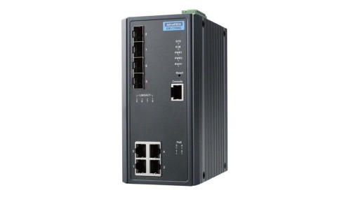 Zarządzalny switch gigabitowyPoE - 4 porty FE PoE/PoE+, 4 porty SFP EKI-7708G-4FPI-AE