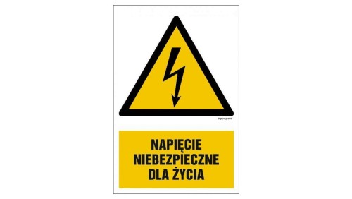 ZNAK - HA002 Napięcie niebezpieczne dla życia 35 x 52,5 cm FN - Folia samoprzylepna