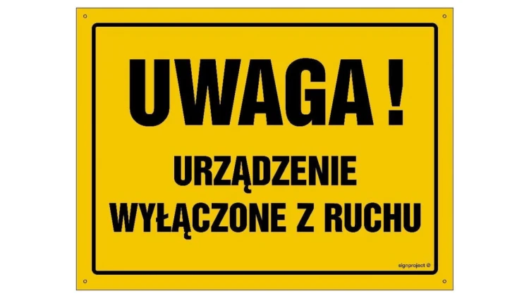 ZNAK - OA075 Uwaga! Praca z instalacją wysokiego napięcia 30 x 21,5 cm BN - Płyta żółta 0,6mm