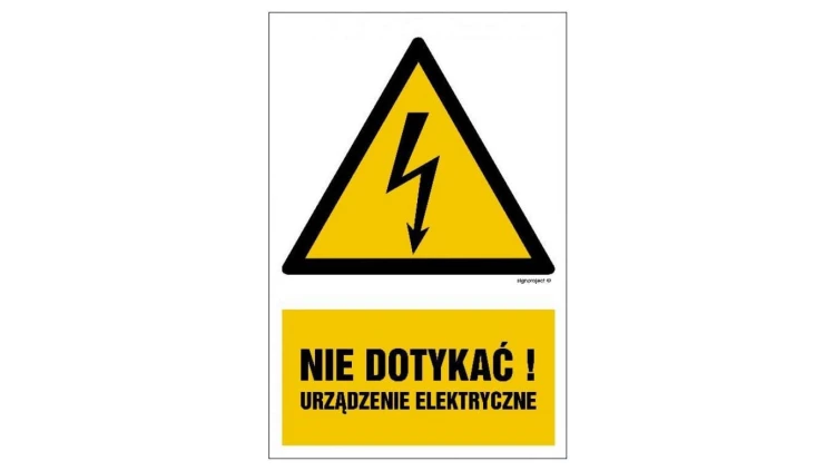 ZNAK - HA001 Nie dotykać! Urządzenie elektryczne - opakowanie 10 sztuk 5 x 7,5 cm PN - Płyta 1mm