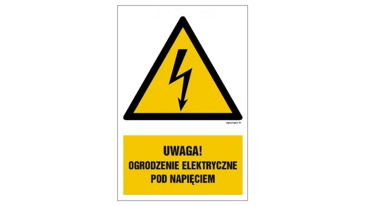 ZNAK - HA020 Uwaga ogrodzenie elektryczne pod napięciem 7,5 x 10 cm PN - Płyta 1mm