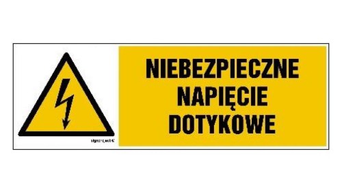 ZNAK - HB015 Niebezpieczne napięcie dotykowe 15 x 5 cm FN - Folia samoprzylepna