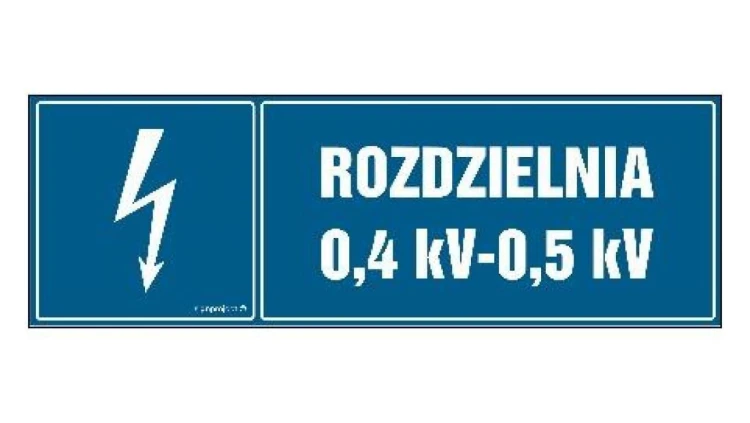 ZNAK - HI007 Rozdzielnia 0.4 kV-0.5 kV - arkusz 8 naklejek - arkusz 8 naklejek 10 x 3,3 cm FN - Folia samoprzylepna