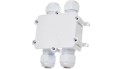 Mufa kablowa z dławikami na kable do 4x2,5mm2 hermetyczna IP68 UV czwórnik biała V-TAC
