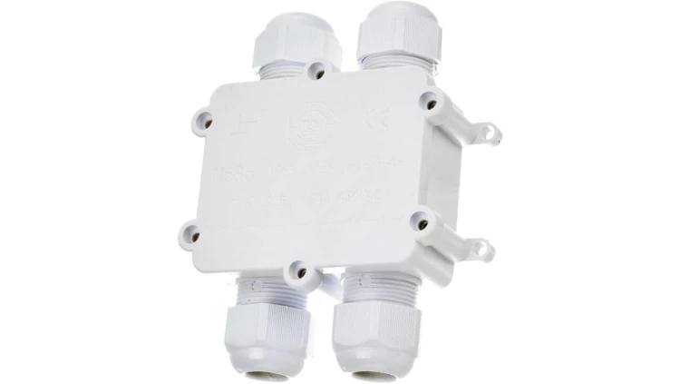 Mufa kablowa z dławikami na kable do 4x2,5mm2 hermetyczna IP68 UV czwórnik biała V-TAC