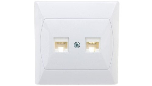 AKCENT Gniazdo komputerowe podwójne RJ45 kat.5e FOREX białe GPK-2A/F/00