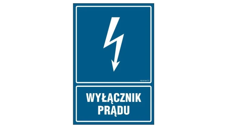 ZNAK - HG019 Wyłącznik prądu 7,5 x 10 cm FN - Folia samoprzylepna