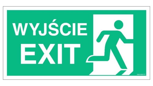 ZNAK - AC075 Wyjście / EXIT prawostronne 100 x 50 cm PS - Płyta 1mm foto.