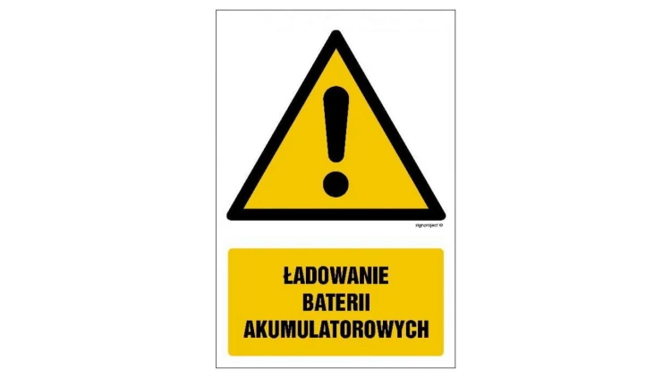 ZNAK - GF044 Ładowanie baterii akumulatorowych 70 x 105 cm FS - Folia samoprzylepna foto.
