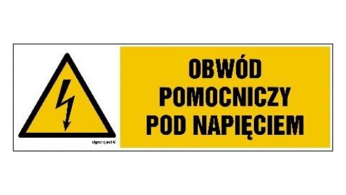 ZNAK - HB010 Obwód pomocniczy pod napięciem 15 x 5 cm PN - Płyta 1mm