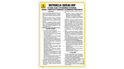 ZNAK - IAA10 Instrukcja ogólna BHP w warsztatach 24,5 x 35 cm PN - Płyta 1mm