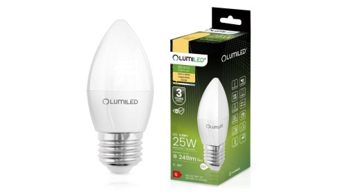 Żarówka LED E27 B35 2.5W = 25W 249lm 3000K Ciepła 180 Lumiled