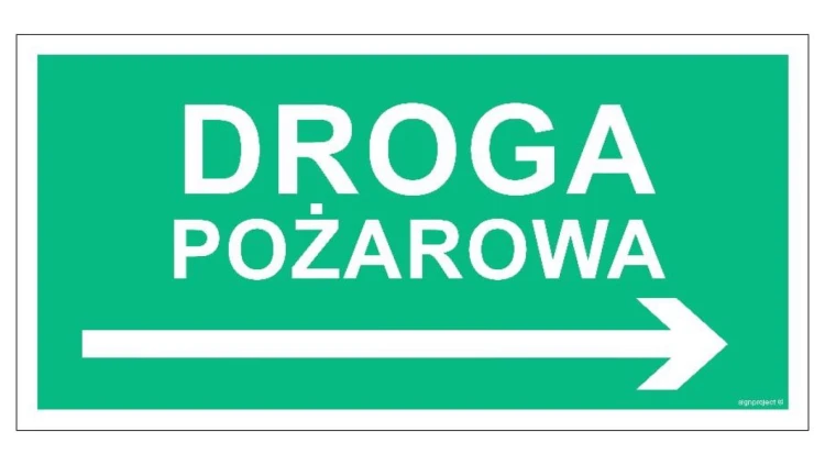 ZNAK - AC078 Droga pożarowa w prawo 60 x 30 cm TS - Płyta TD foto.