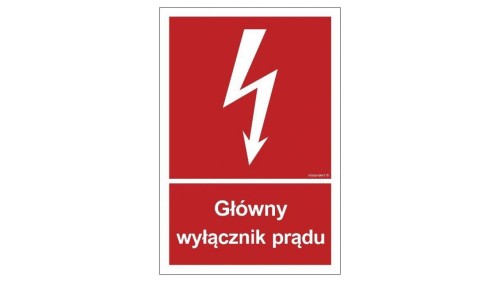ZNAK - BC008 Główny wyłącznik prądu 50 x 74 cm PS - Płyta 1mm foto.
