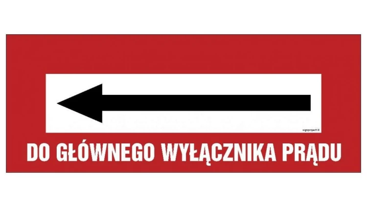 ZNAK - BC130 Do głównego wyłącznika prądu 54 x 21 cm PN - Płyta 1mm