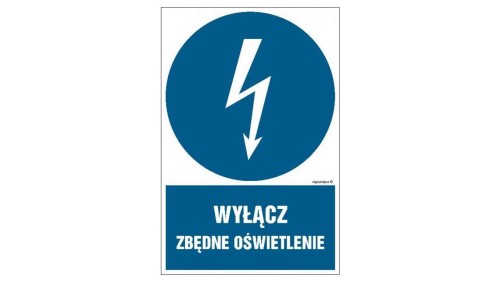 ZNAK - HE022 Wyłącz zbędne oświetlenie 7,5 x 10 cm FN - Folia samoprzylepna