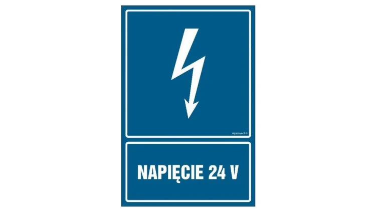 ZNAK - HG007 Napięcie 24 V 7,5 x 10 cm FN - Folia samoprzylepna