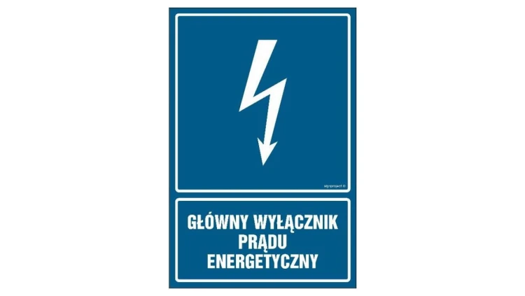 ZNAK - HG015 Główny wyłącznik energetyczny prądu 7,5 x 10 cm FN - Folia samoprzylepna