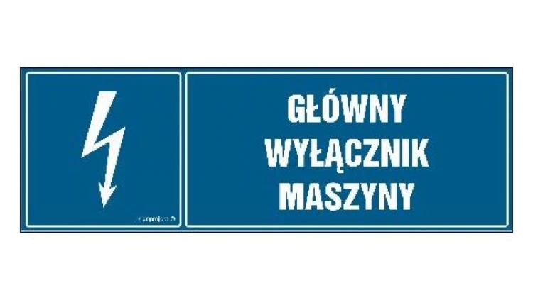 ZNAK - HH056 Główny wyłącznik maszyny 15 x 5 cm FN - Folia samoprzylepna