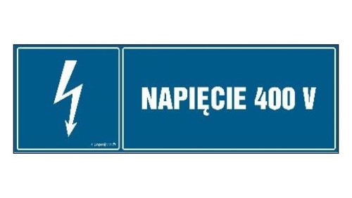 ZNAK - HH022 Napięcie 400V 15 x 5 cm FN - Folia samoprzylepna
