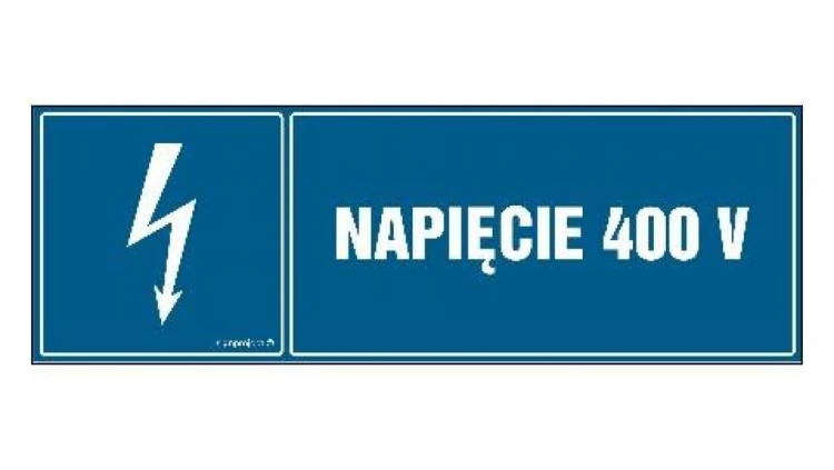ZNAK - HH022 Napięcie 400V 15 x 5 cm FN - Folia samoprzylepna