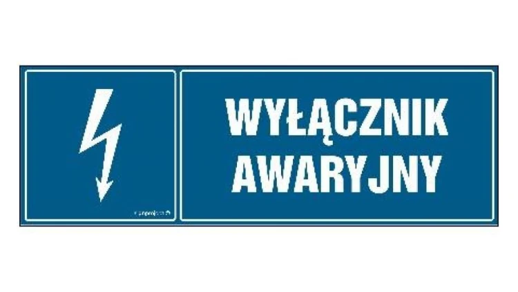ZNAK - HH032 Wyłącznik awaryjny 15 x 5 cm FN - Folia samoprzylepna