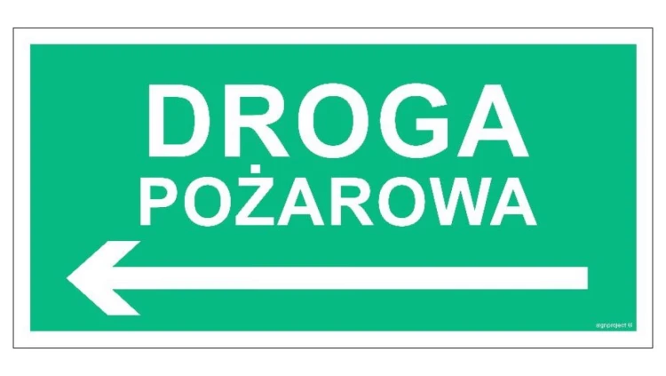 ZNAK - AC077 Droga pożarowa w lewo 30 x 15 cm KS - Folia podłogowa foto.