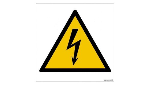 ZNAK - GD012 Ostrzeżenie przed napięciem elektrycznym 15 x 15 cm FS - Folia samoprzylepna foto.