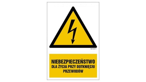 ZNAK - HA007 Niebezpieczeństwo dla życia przy dotknięciu przewodów 25 x 37,5 cm FN - Folia samoprzylepna
