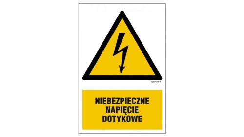 ZNAK - HA015 Niebezpieczne napięcie dotykowe 7,5 x 10 cm PN - Płyta 1mm
