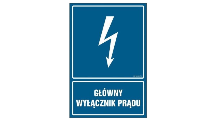 ZNAK - HG013 Główny wyłącznik budynku 70 x 105 cm PN - Płyta 1mm