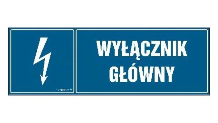 ZNAK - HH012 Wyłącznik główny 15 x 5 cm PN - Płyta 1mm