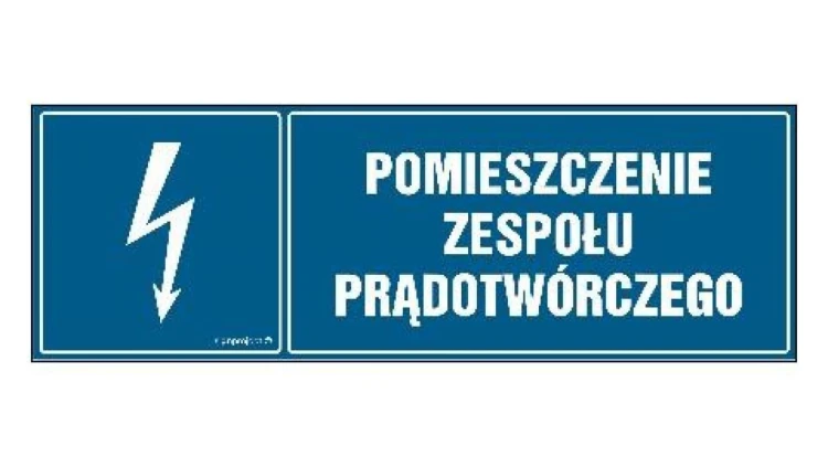 ZNAK - HH048 Pomieszczenie zespołu prądotwórczego 15 x 5 cm FN - Folia samoprzylepna