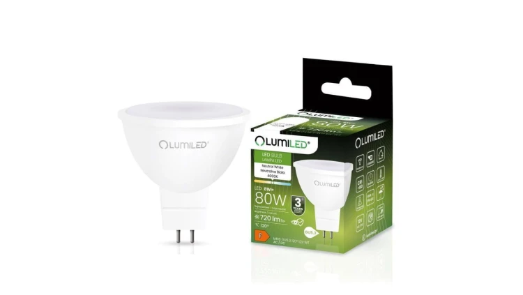 Żarówka LED GU5.3 MR16 8W = 80W 720lm 4000K Neutralna 120 12V Lumiled